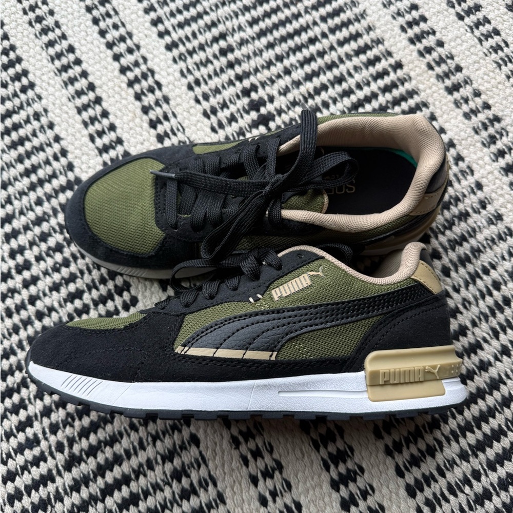 Puma Kids' Olive and Black Sneakers